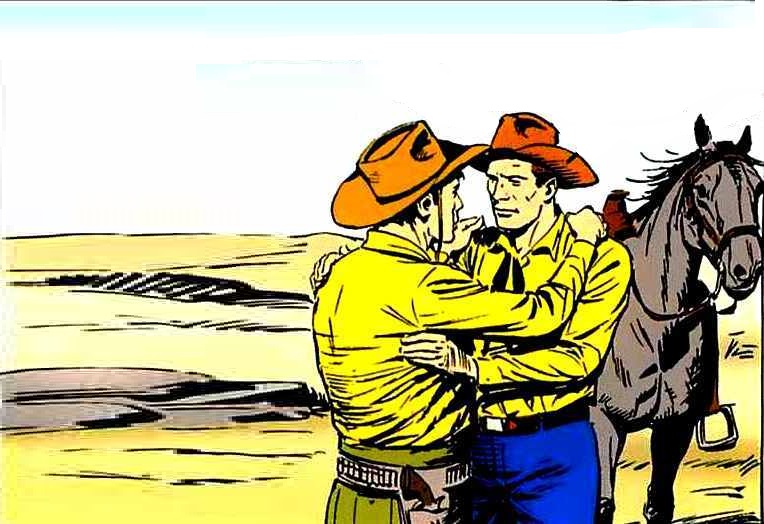 Cena emocionante de despedida entre Tex e seu filho Kit, antes do ranger ser conduzido para seu inferno dentro do presídio, onde funcionários cúmplices da trama o aguardam para maltratá-lo.